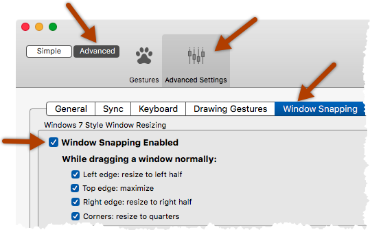 bettertouchtool window snapping not working